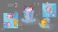 Depending on whether the player collected the item in survival or creative, it will change the Axolotl's color (Image via Minecraft Wiki)